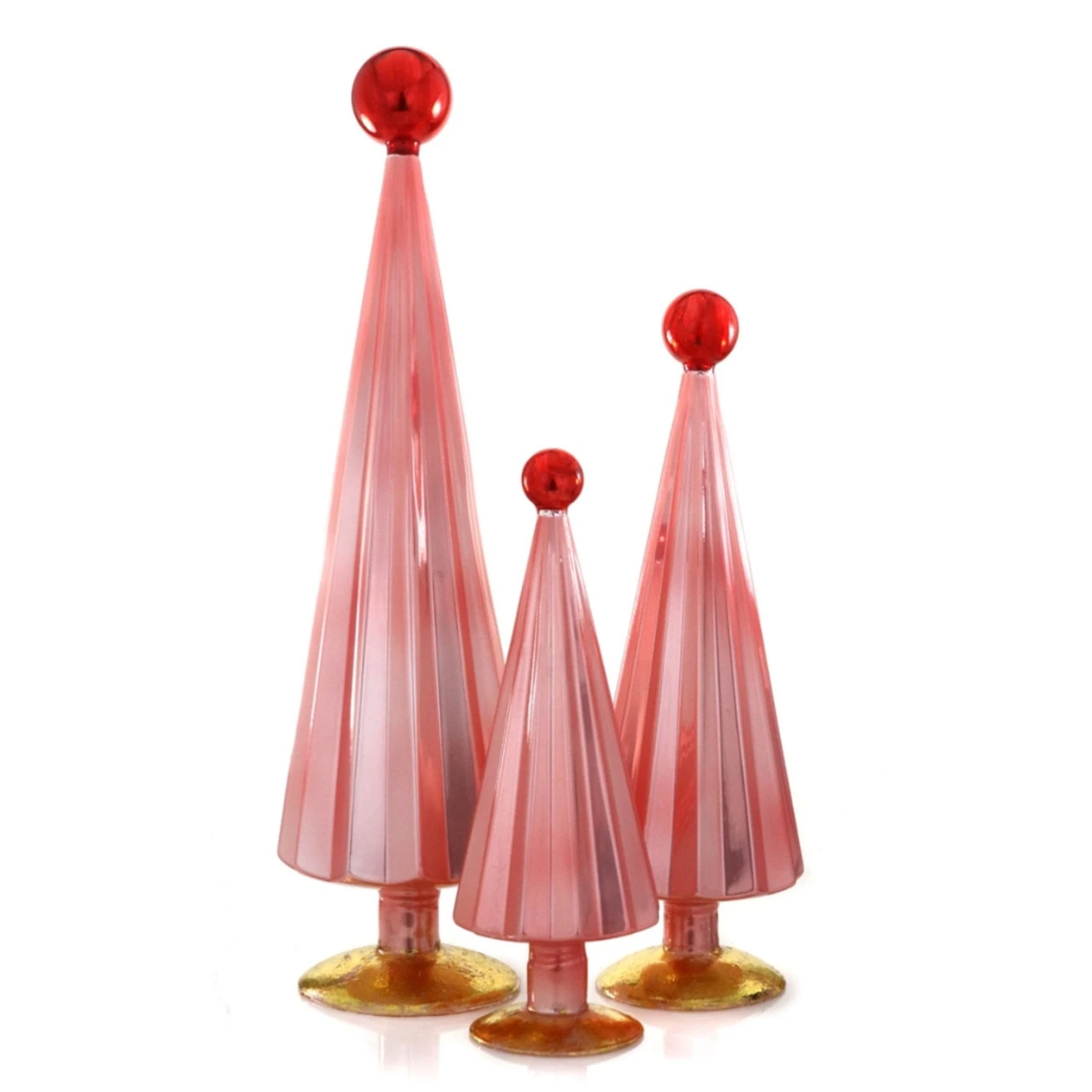 Cody Foster Pink Red Pleated Glass Trees Set 1 Cody Foster Pink Red Pleated Glass Trees Set