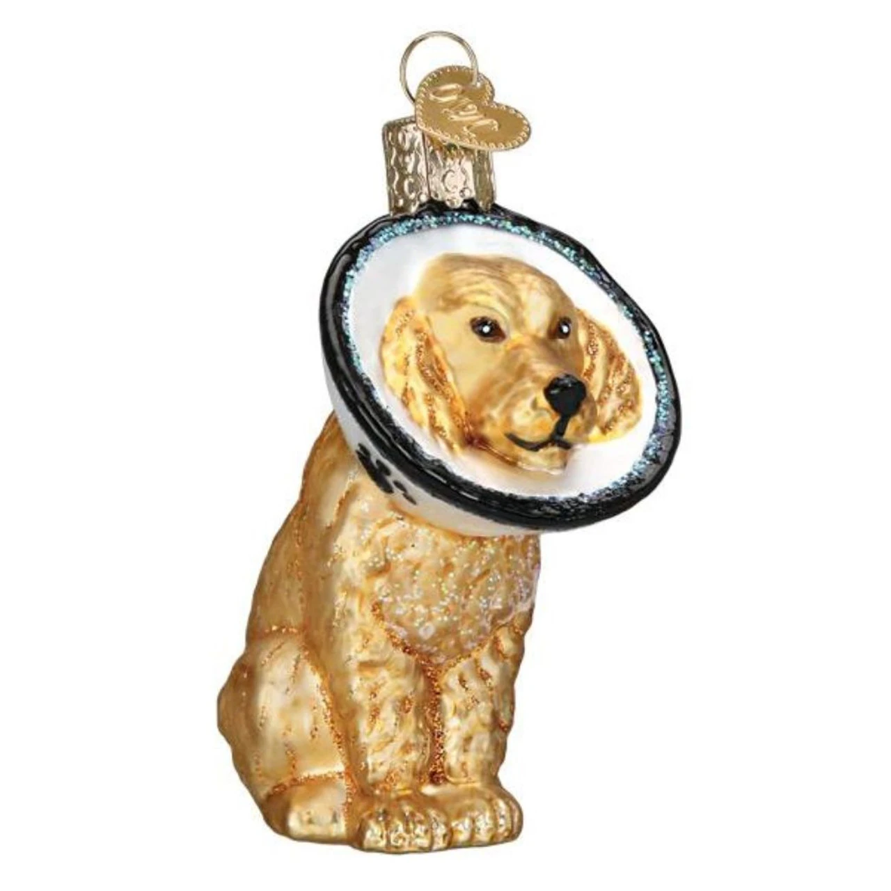 Cone Of Shame Injured Dog Blown Glass Ornament 1 Cone Of Shame Injured Dog Blown Glass Ornament