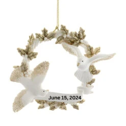 Kurt Adler Personalized Platinum Doves Wreath Ornament -Christmas Loft Shop Customizable Platinum Doves Wreath Ornament 3.25 Resin by Kurt Adler E0937 name 46940.1711632476