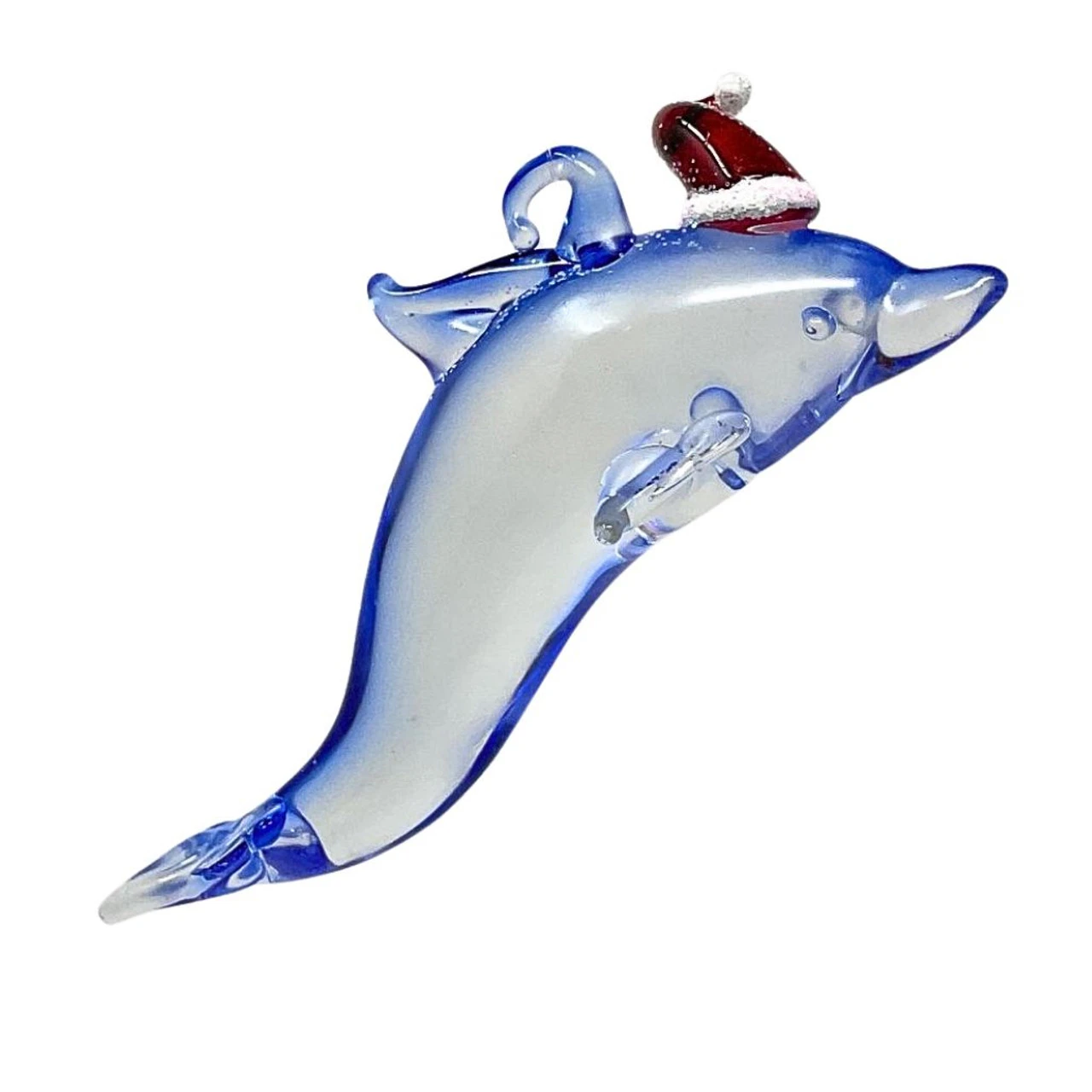 Santa Hat Dolphin With Tail Up Ornament 1 Santa Hat Dolphin With Tail Up Ornament