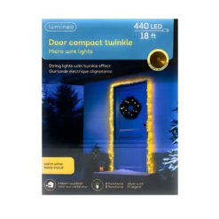 Lumineo LED Door Lights, Warm White, 18ft, 8-Function Twinkle