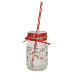 Festive Snowman Mason Jar Cup