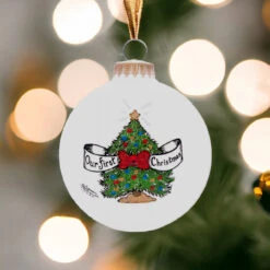Heart Gifts By Teresa - First Christmas Tree Ornament -Christmas Loft Shop First Christmas Ornament Glitter Background 71182.1708639953