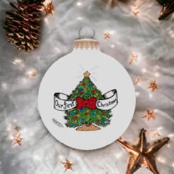 Heart Gifts By Teresa - First Christmas Tree Ornament -Christmas Loft Shop First Christmas Ornament Lights Background 38981.1708639953