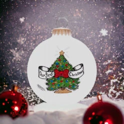 Heart Gifts By Teresa - First Christmas Tree Ornament -Christmas Loft Shop First Christmas Ornament Night Sky Background 44261.1708639953