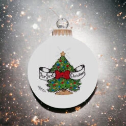 Heart Gifts By Teresa - First Christmas Tree Ornament -Christmas Loft Shop First Christmas Ornament Sparkle Background 96843.1708639954