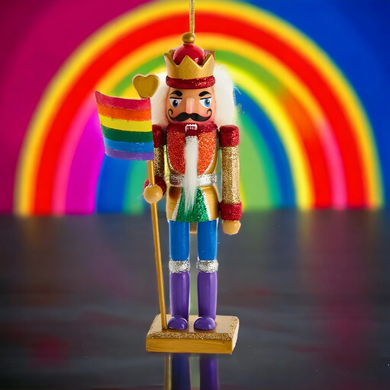 Kurt Adler 6" Gay Pride Nutcracker Ornament 2 Kurt Adler 6" Gay Pride Nutcracker Ornament - Image 2