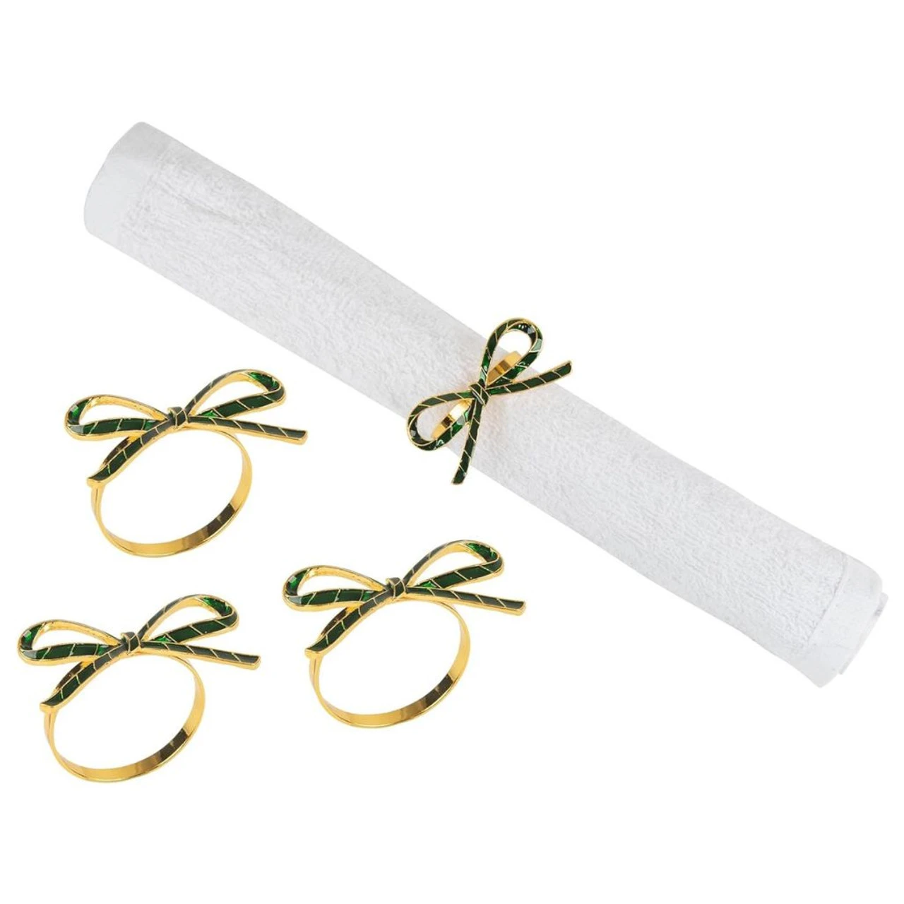 Green Ribbon Napkin Ring Set Of 4 1 Green Ribbon Napkin Ring Set Of 4