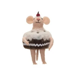 Handmade Wool Felt Mouse In Cake Outfit