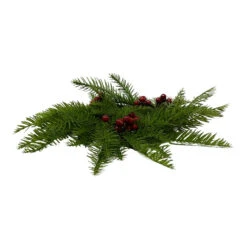 Holly Berry And Pine Candle Ring Centerpiece