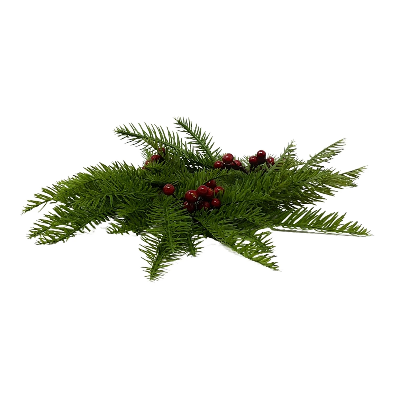 Holly Berry And Pine Candle Ring Centerpiece 1 Holly Berry And Pine Candle Ring Centerpiece