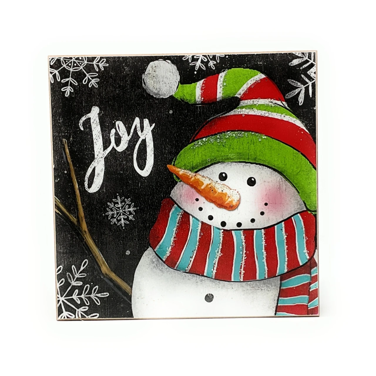 Joy Holiday Snowman Wood Block Sign 1 Joy Holiday Snowman Wood Block Sign