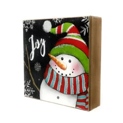 Joy Holiday Snowman Wood Block Sign 6 Joy Holiday Snowman Wood Block Sign -Christmas Loft Shop Joy Holiday Snowman Wood Block Sign side 22987.1709478512