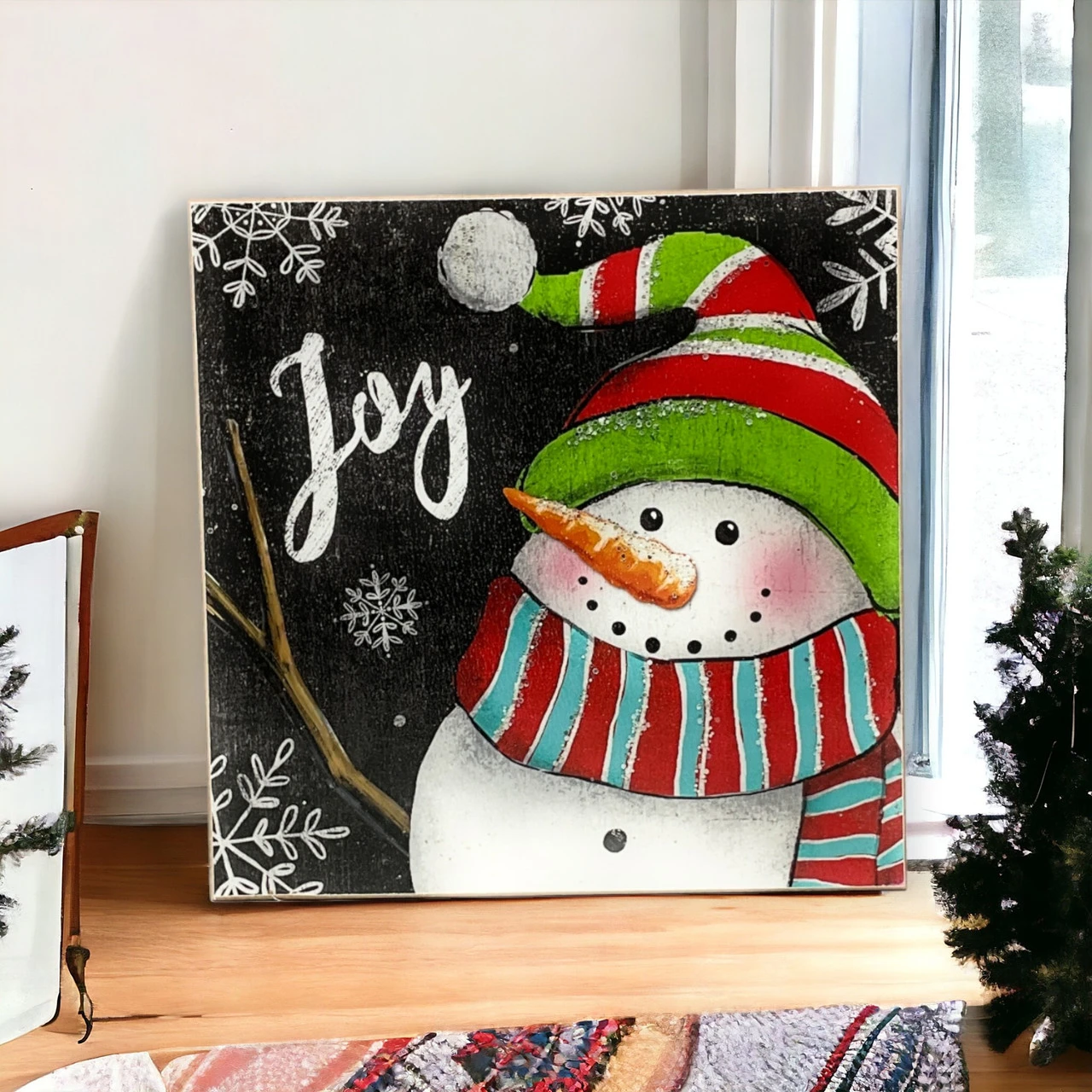 Joy Holiday Snowman Wood Block Sign 2 Joy Holiday Snowman Wood Block Sign - Image 2