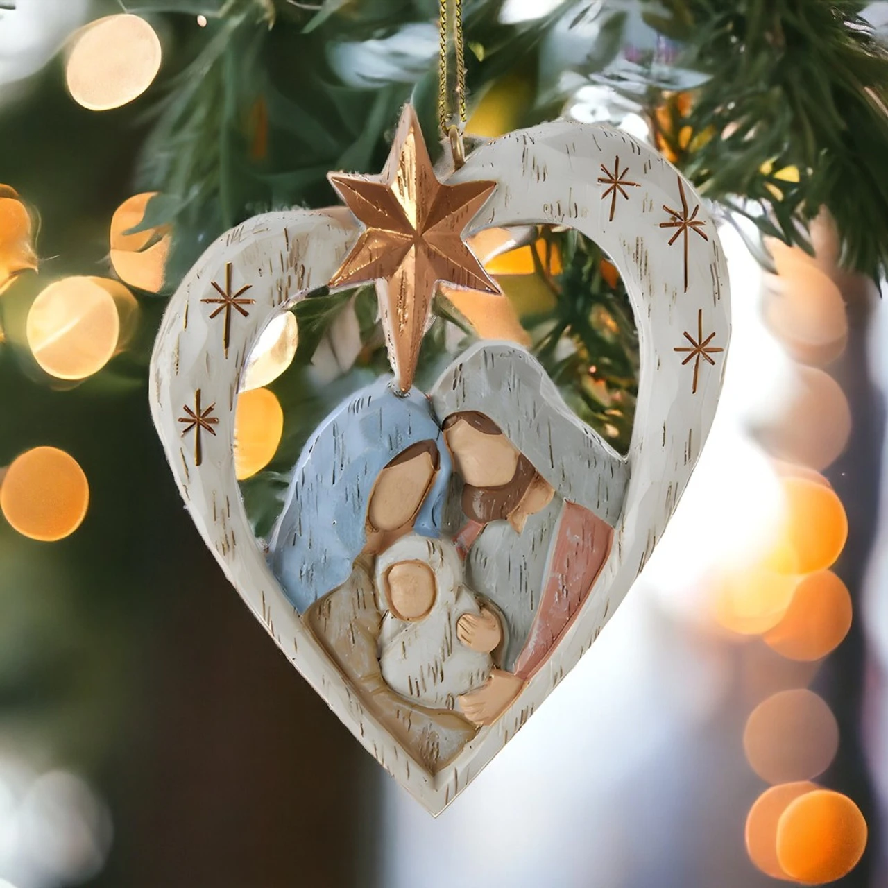 Kurt Adler Holy Family Nativity Heart Ornament 2 Kurt Adler Holy Family Nativity Heart Ornament - Image 2