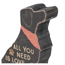 Love And A Dog Chunky Shelf Sitter -Christmas Loft Shop Love And A Dog Wood Shelf Sitter cloes up 67912.1697815320