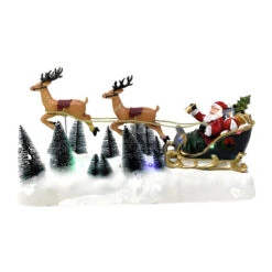 Lumineo Animated Santa And Reindeer Sleigh - LED Illuminated