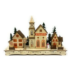 Lumineo Lighted Wood Winter Village Scene