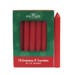 Kurt Adler 4" Red Dripless Candles 12pc. Set