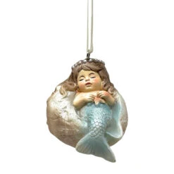 Sleepy Mermaid In Conch Shell Ornament -Christmas Loft Shop Mermaid conch shell edited2 47851.1717610025