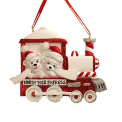 Kurt Adler Personalized North Pole Express Polar Bear Couple Ornament
