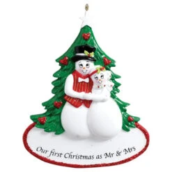 Personalized Our First Christmas As Mr And Mrs Snowman Ornament