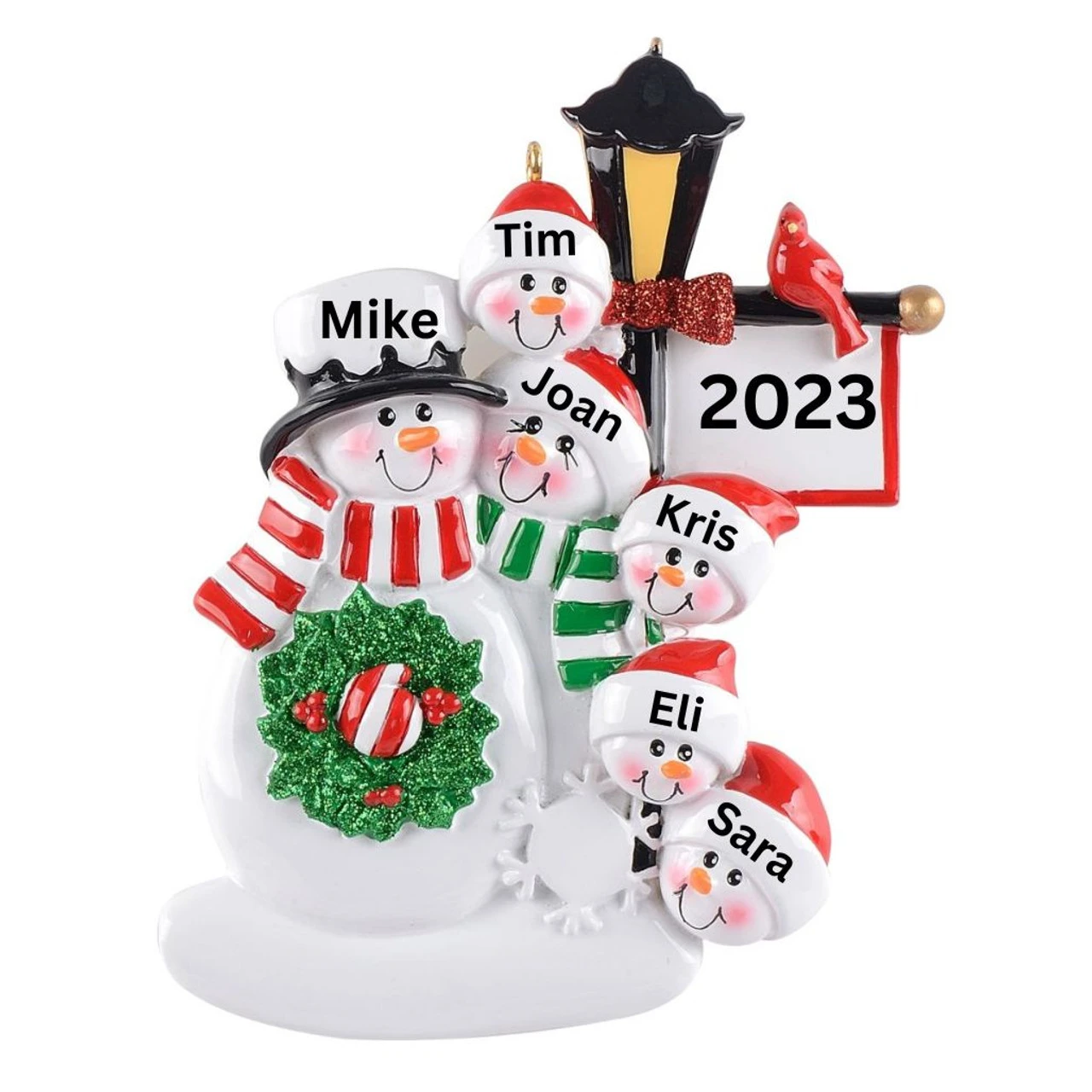 Personalized Snowman Lamp Post Family Of 6 Ornament 2 Personalized Snowman Lamp Post Family Of 6 Ornament - Image 2