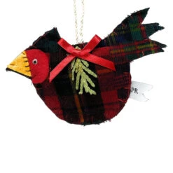 Priscilla Racki Plaid Cardinal Ornament