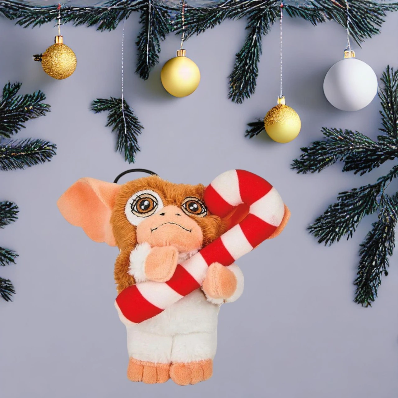 Plush Gremlins Gizmo With Candy Cane Ornament 2 Plush Gremlins Gizmo With Candy Cane Ornament - Image 2