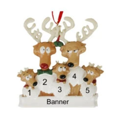 Personalized Reindeer Family Of 5 Ornament