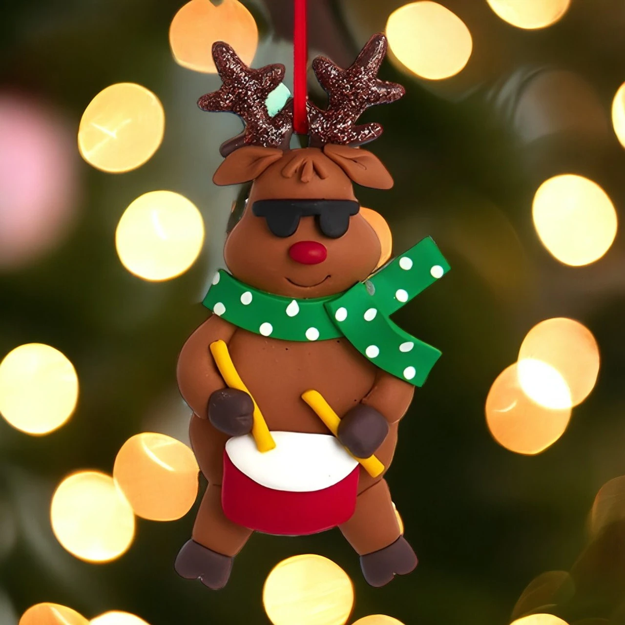 Kurt Adler Rock And Roll Reindeer Drum Ornament 2 Kurt Adler Rock And Roll Reindeer Drum Ornament - Image 2