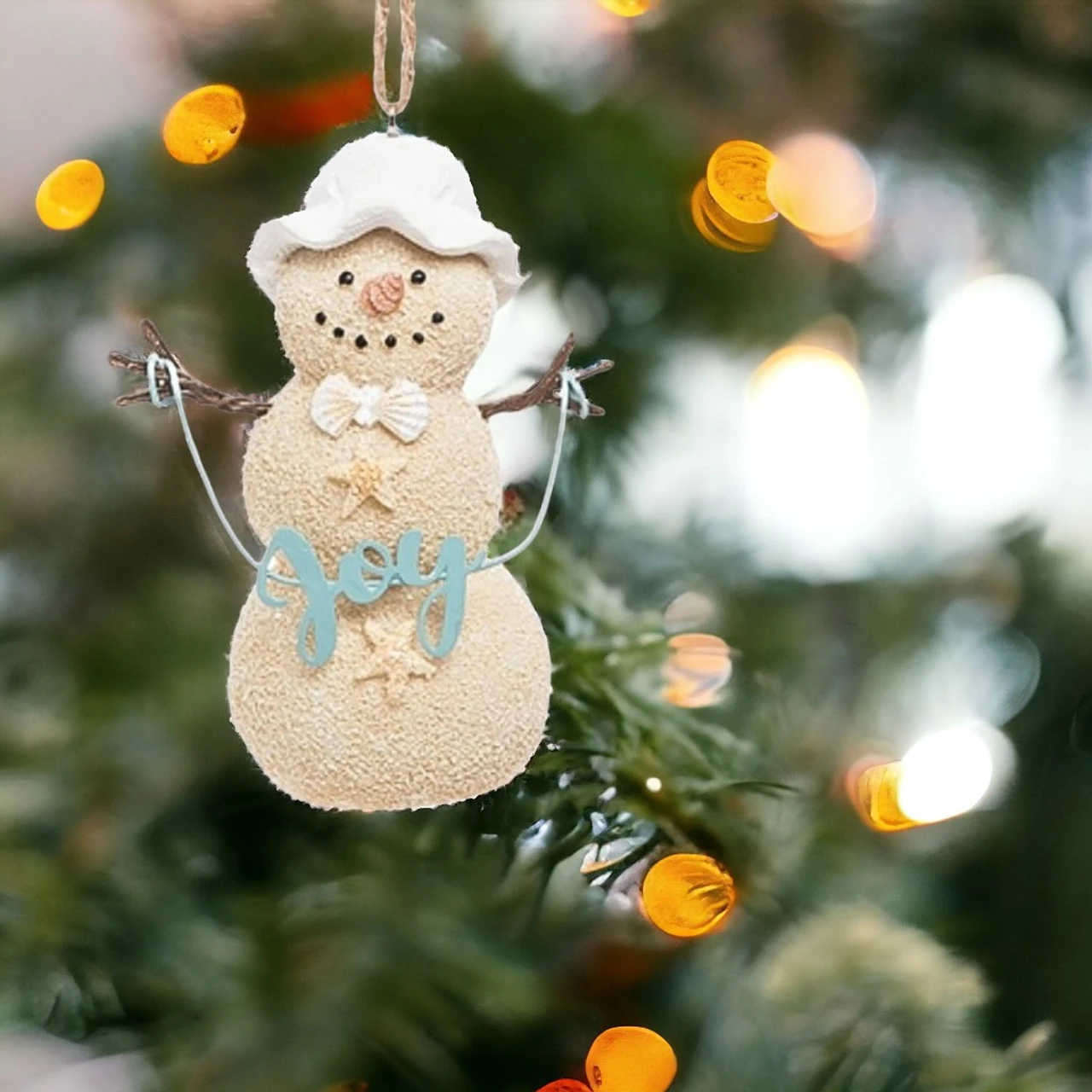 Sandy Snowman With White Hat Ornament 2 Sandy Snowman With White Hat Ornament - Image 2