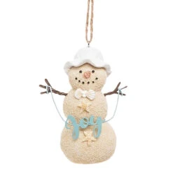 Sandy Snowman With White Hat Ornament