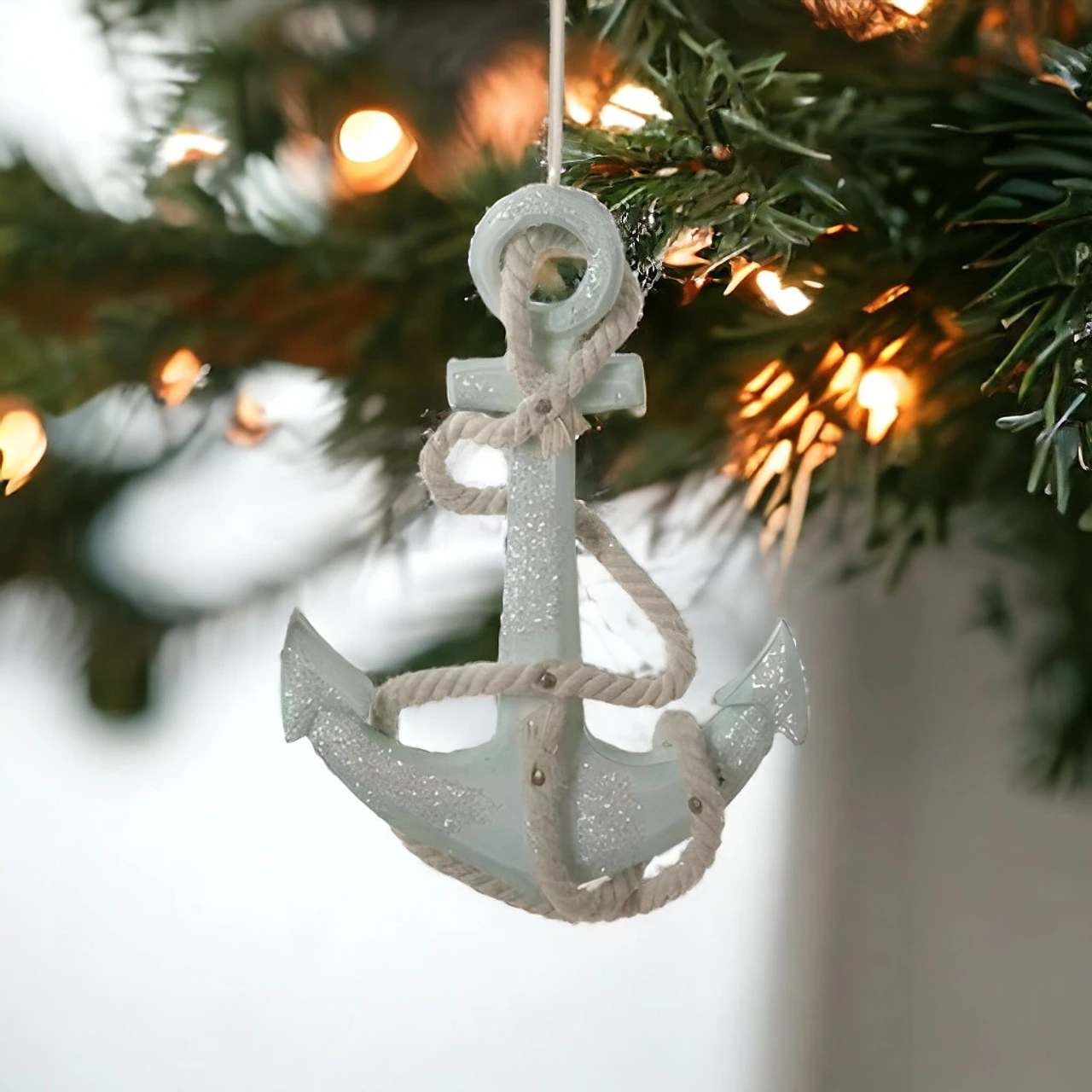 Kurt Adler Sea Foam Green Glitter Anchor Ornament 2 Kurt Adler Sea Foam Green Glitter Anchor Ornament - Image 2