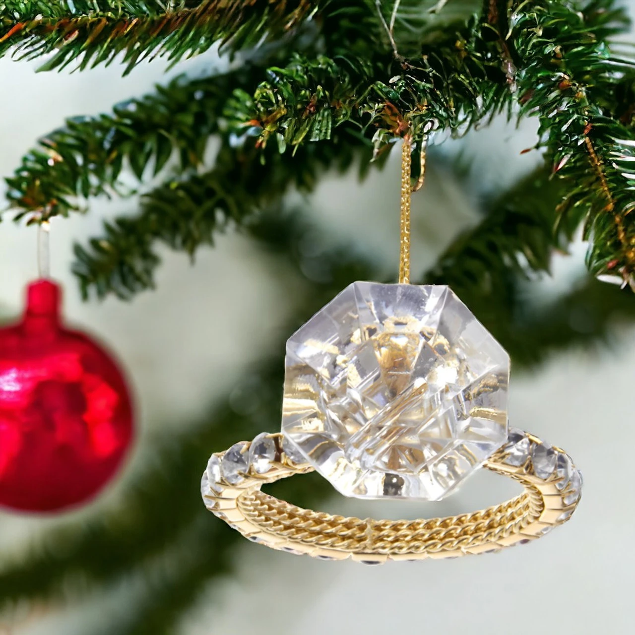Kurt Adler Shiny Diamond Ring Ornament 2 Kurt Adler Shiny Diamond Ring Ornament - Image 2