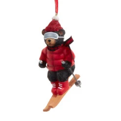 Kurt Adler Skiing Bear With Knit Hat Ornament