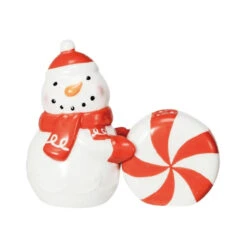 Snowman And Candy Salt And Pepper Shakers