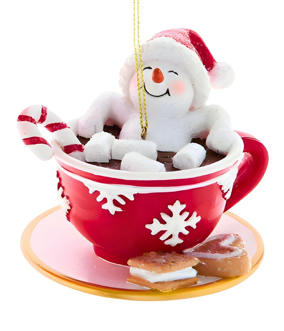 Kurt Adler Snowman In Teacup With Candy Cane Ornament 1 Kurt Adler Snowman In Teacup With Candy Cane Ornament