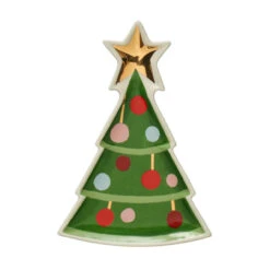 Stoneware Tree Shaped Gold Electroplating Plate