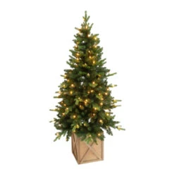54" LED Holiday Tree With Wooden Box Stand