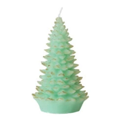 Unscented Mint Green With Gold Tips Tree Shaped Candle
