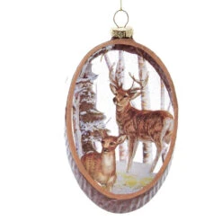 Kurt Adler Glass Woodland Deer Scene Ornament