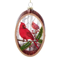 Kurt Adler Glass Woodland Cardinal Scene Ornament
