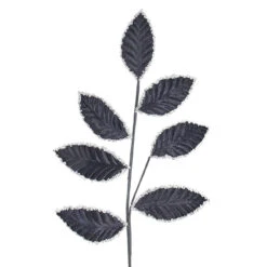 Kurt Adler Velvet Sequin Black Leaf Spray