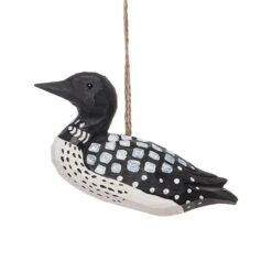 Wood Carved Loon Hanging Ornament