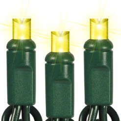 50 LED 5MM Wide Angle Yellow Lights Green Wire