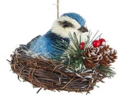 Kurt Adler Blue Jay Nest Ornament