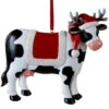 Kurt Adler Cow In Santa Hat Ornament