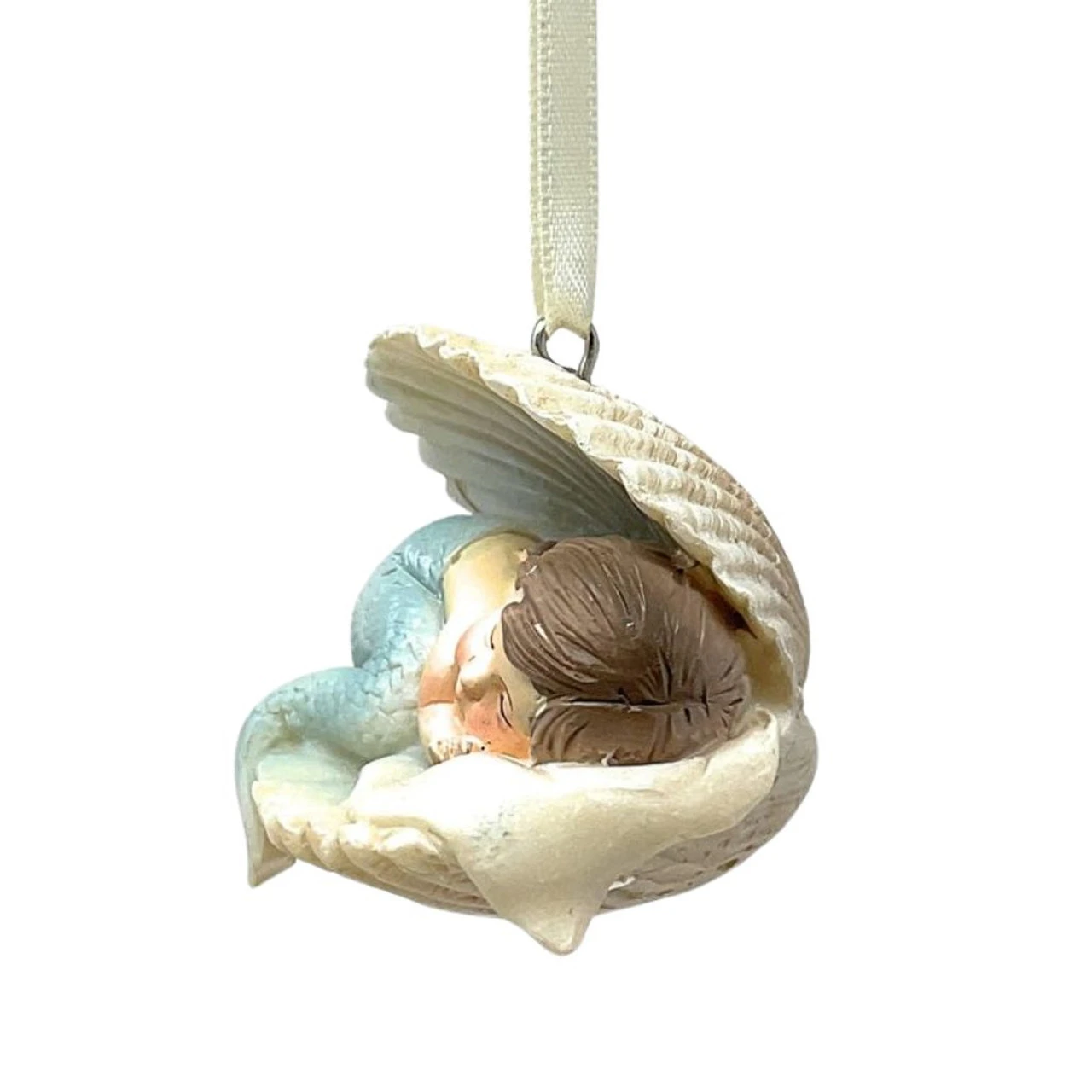Sleepy Mermaid In Clam Shell Ornament 3 Sleepy Mermaid In Clam Shell Ornament - Image 3