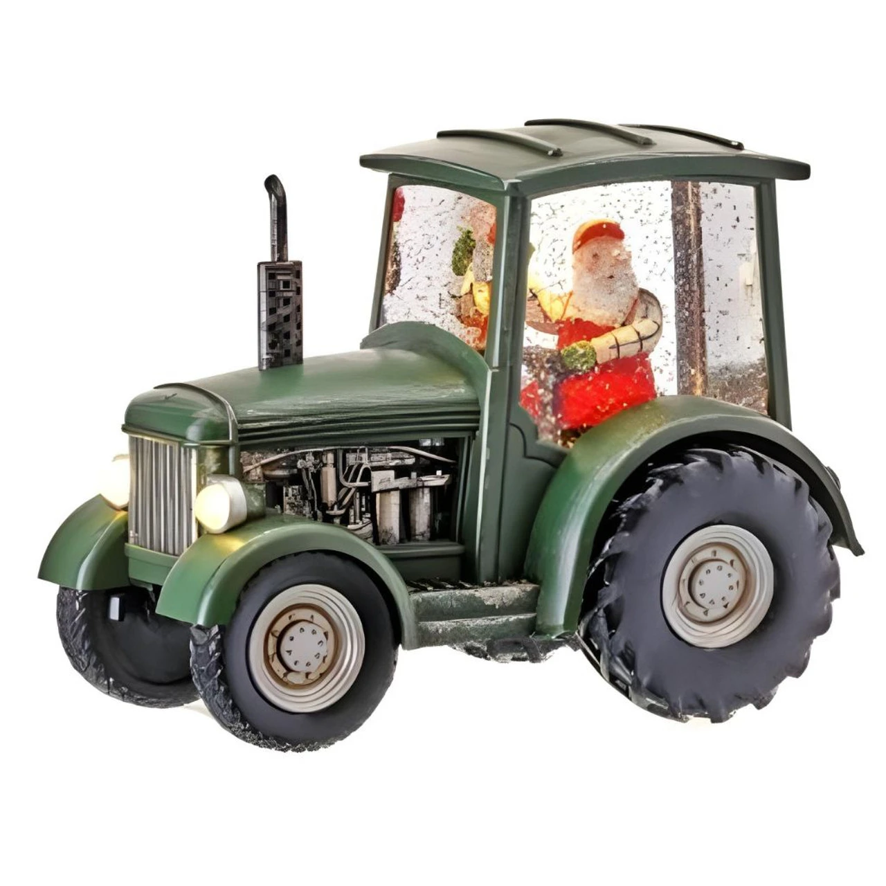 Santa Green Tractor Water Globe Shimmer 1 Santa Green Tractor Water Globe Shimmer